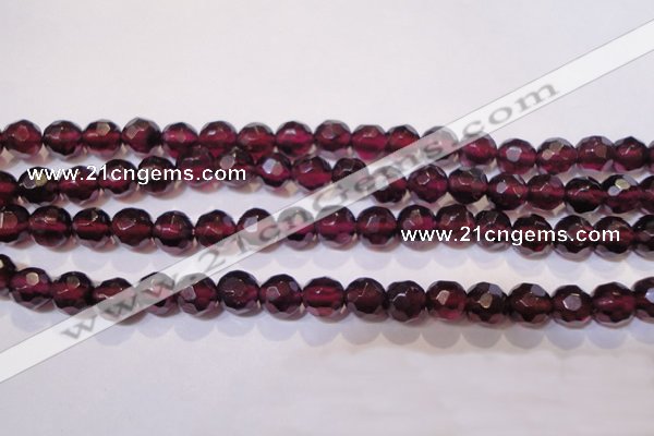 CGA362 14 inches 5mm faceted round natural red garnet beads wholesale