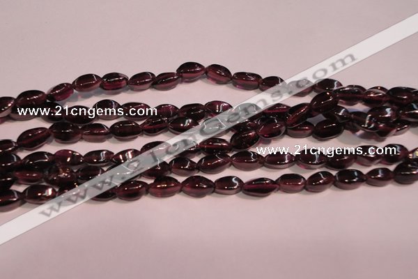 CGA376 15 inches 3*7mm twisted rice natural red garnet beads wholesale