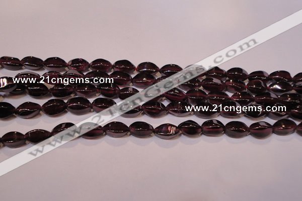 CGA377 15 inches 4*7mm twisted rice natural red garnet beads wholesale