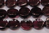 CGA383 15 inches 7mm coin natural red garnet beads wholesale