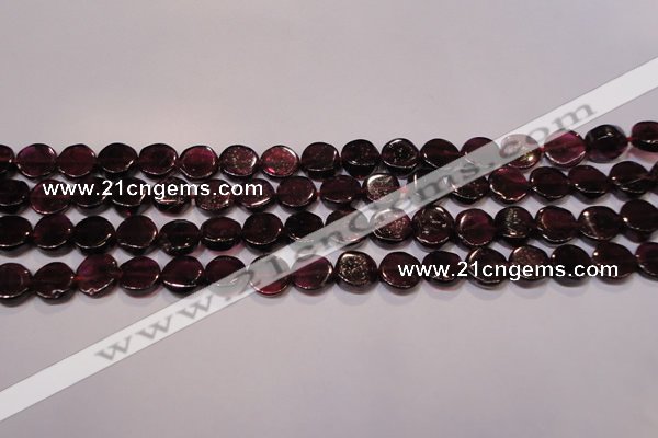 CGA383 15 inches 7mm coin natural red garnet beads wholesale