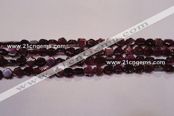 CGA385 15 inches 5mm carved flower natural red garnet beads wholesale