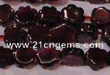 CGA386 15 inches 6mm carved flower natural red garnet beads wholesale