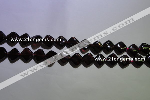 CGA409 15.5 inches 10*10mm diamond natural red garnet beads wholesale