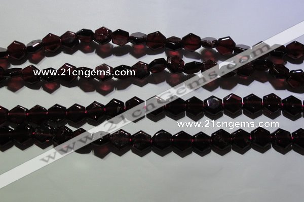 CGA411 15.5 inches 8*9mm hexagon natural red garnet beads wholesale