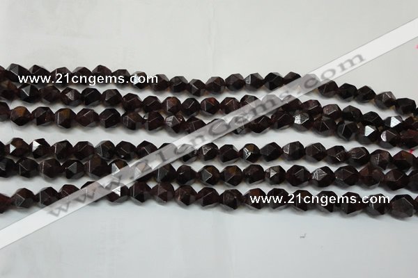 CGA450 15.5 inches 6mm faceted nuggets natural red garnet beads