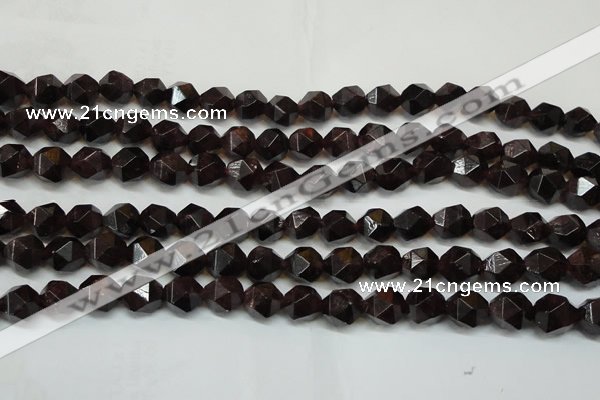 CGA452 15.5 inches 10mm faceted nuggets natural red garnet beads