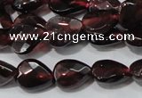 CGA483 15.5 inches 6*8mm faceted flat teardrop natural red garnet beads