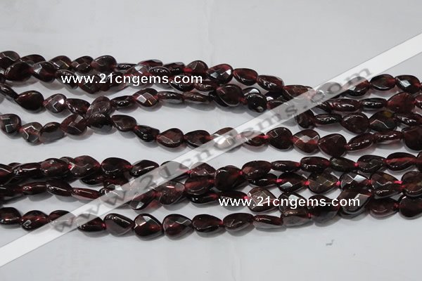 CGA483 15.5 inches 6*8mm faceted flat teardrop natural red garnet beads