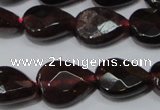 CGA484 15.5 inches 8*10mm faceted flat teardrop natural red garnet beads