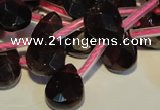 CGA486 Top-drilled 7*9mm faceted briolette natural red garnet beads