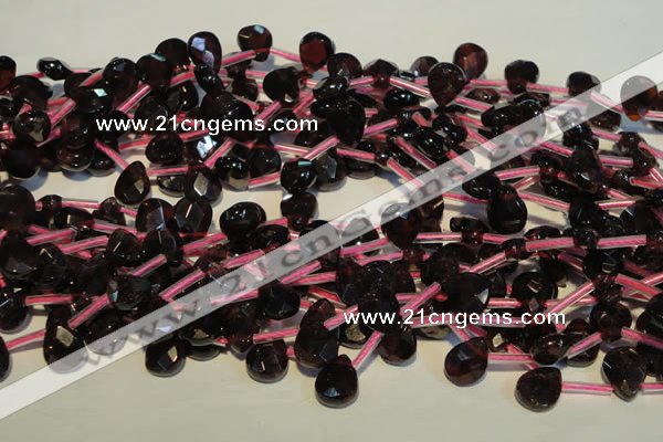 CGA486 Top-drilled 7*9mm faceted briolette natural red garnet beads