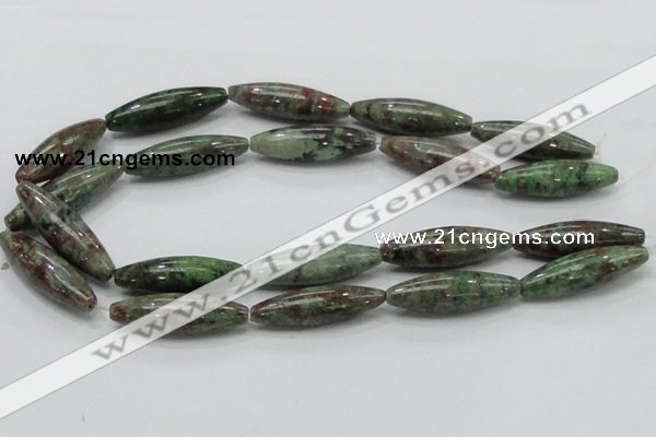 CGA56 15.5 inches 12*40mm rice red green garnet gemstone beads