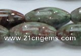 CGA57 15.5 inches 15*30mm rice red green garnet gemstone beads