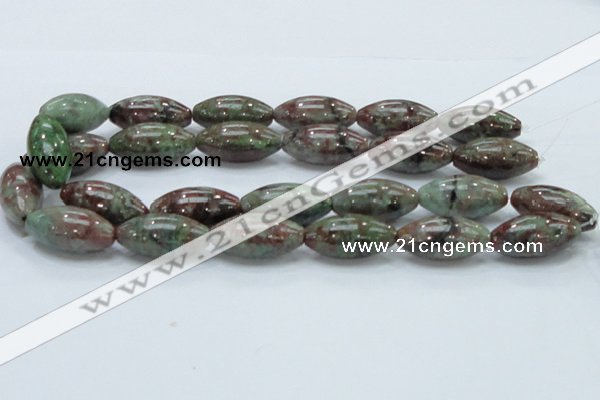 CGA57 15.5 inches 15*30mm rice red green garnet gemstone beads