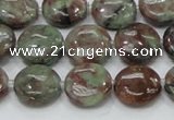 CGA59 15.5 inches 14mm flat round red green garnet gemstone beads
