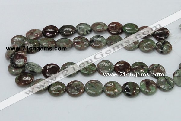 CGA60 15.5 inches 20mm flat round red green garnet gemstone beads