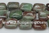 CGA62 15.5 inches 14*14mm square red green garnet gemstone beads