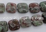 CGA63 15.5 inches 12*12mm square red green garnet gemstone beads