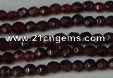 CGA660 15.5 inches 3mm faceted round red garnet beads wholesale