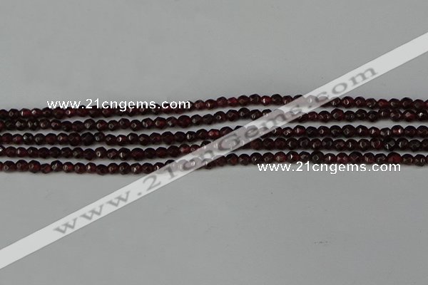 CGA660 15.5 inches 3mm faceted round red garnet beads wholesale