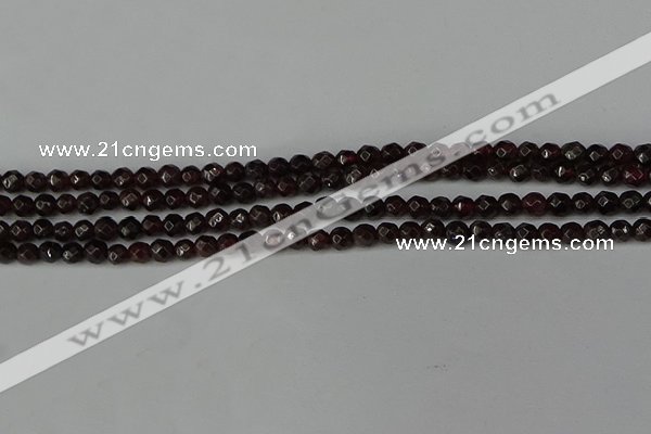 CGA661 15.5 inches 4mm faceted round red garnet beads wholesale