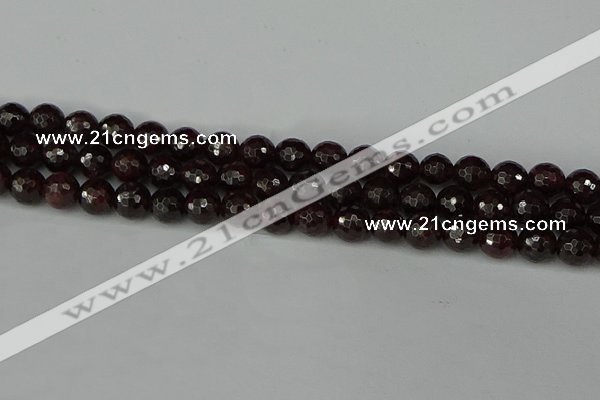 CGA663 15.5 inches 8mm faceted round red garnet beads wholesale