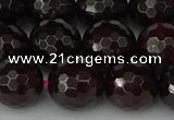 CGA665 15.5 inches 12mm faceted round red garnet beads wholesale