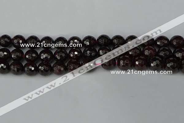 CGA665 15.5 inches 12mm faceted round red garnet beads wholesale