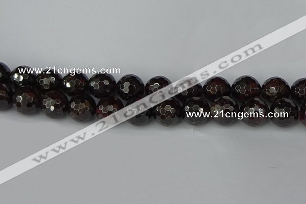 CGA666 15.5 inches 14mm faceted round red garnet beads wholesale