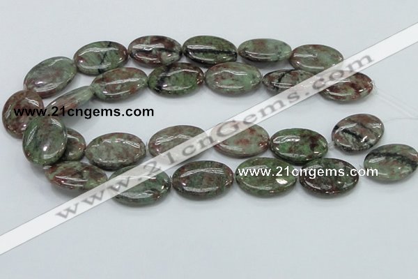 CGA67 15.5 inches 22*30mm oval red green garnet gemstone beads