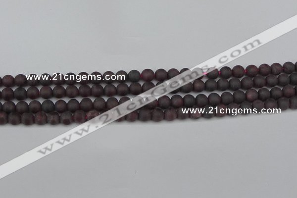 CGA671 15.5 inches 6mm round matte red garnet beads wholesale