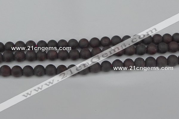 CGA672 15.5 inches 8mm round matte red garnet beads wholesale