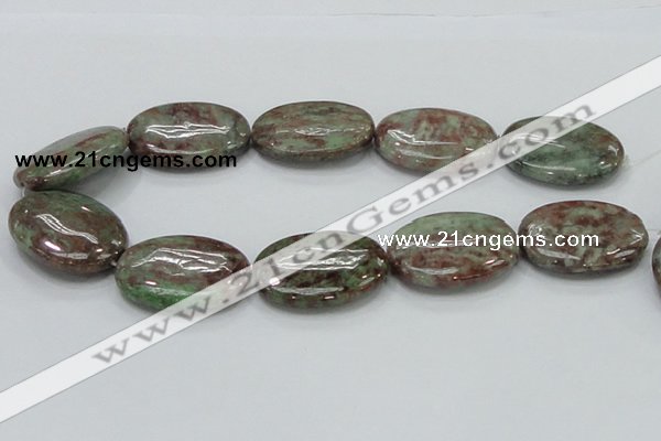 CGA68 15.5 inches 30*40mm oval red green garnet gemstone beads