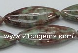 CGA70 15.5 inches 20*40mm horse eye red green garnet gemstone beads