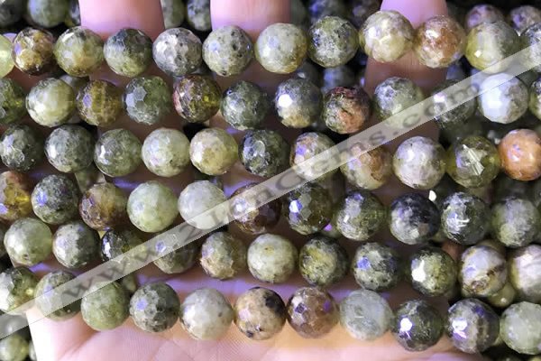 CGA707 15.5 inches 10mm faceted round green garnet beads