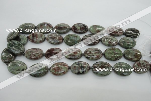 CGA72 15.5 inches 18*25mm oval red green garnet gemstone beads