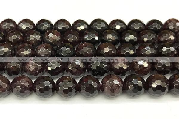 CGA733 15 inches 12mm faceted round red garnet beads wholesale