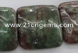 CGA83 15.5 inches 30*30mm square red green garnet gemstone beads