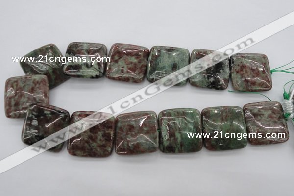 CGA83 15.5 inches 30*30mm square red green garnet gemstone beads