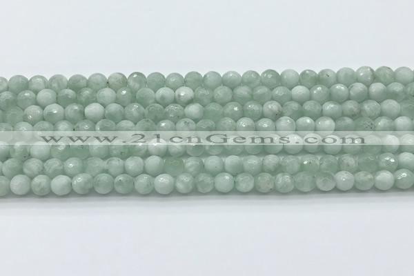 CGA910 15.5 inches 4mm faceted round green angel skin beads wholesale