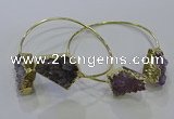 CGB1028 15*20mm - 20*25mm freeform druzy amethyst bangles