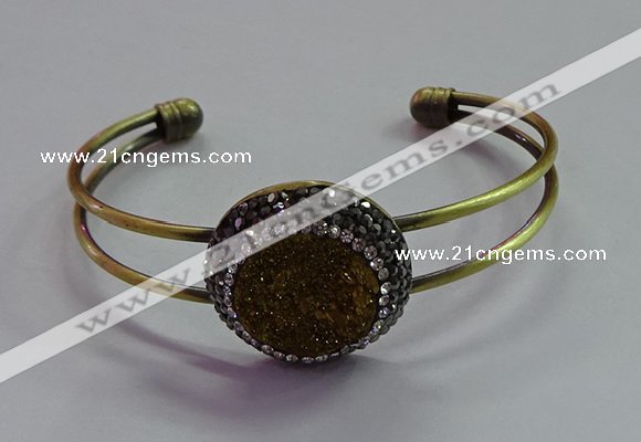 CGB1512 25mm coin plated druzy agate bangles wholesale