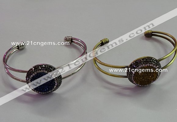 CGB1517 25mm coin plated druzy agate bangles wholesale