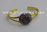 CGB2032 25mm coin plated druzy agate bangles wholesale