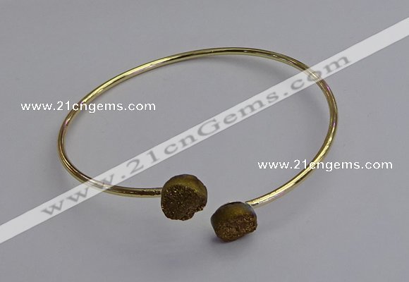 CGB2041 10mm coin plated druzy agate gemstone bangles wholesale