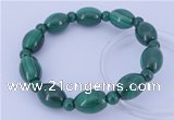 CGB227 8 inches round & rice natural malachite gemstone bracelets