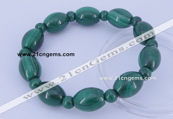 CGB227 8 inches round & rice natural malachite gemstone bracelets