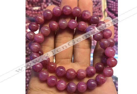 CGB2501 7.5 inches 7mm round ruby gemstone beaded bracelets