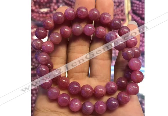 CGB2502 7.5 inches 8mm round ruby gemstone beaded bracelets